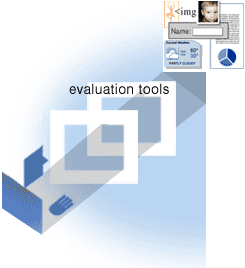 illustration of person using evaluation tools in creating Web content