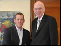 Senator Bennett visits with Lance Armstrong.