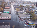 Flooded neighborhood streets.