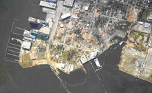 Aerial photo showing post-Katrina flooding