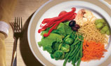 Photo: Dinner plate of healthy foods.