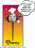 Thermy (TM) is the messenger of a national consumer education campaign designed to promote the use of food thermometers. He is a digital thermometer wearing a chef's hat, displaying the temperature 160 degrees F. Click image to go to Thermy page.