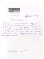 Kids to Kids Drawing Thanking Rescue Workers in the WTC and Pentagon Attacks. Thumbnail image, clicking will load larger image & caption.