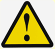 A warning sign; a yellow triangle with an exclamation point on it.