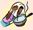Image of woman leaning over bowl of steaming water with a towel over her head