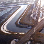 recent aerial photo of the Snake River diversion channel that goes around the City of Warren, Minnesota