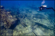 Yesterday's dive to the Quartette revealed a vast debris field.