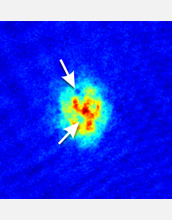 Computer graphic showing quantum vortices formed when atoms expand for 50 thousandths of a second.