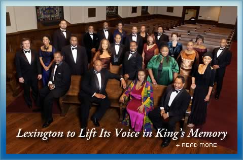 Singers in the American Spiritual Ensemble under the direction of Everett McCorvey with words Lexington to Lift its Voice in King's Memory + read more