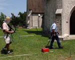 ground penetrating radar (GPR) to check for gravesites before drainage ditches were dug at a local historic church (photo courtesy of Keith Gedamke -- The Item)