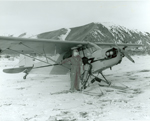 Laurence Johnson preparing for snow surveying flight