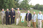 representatives of preservation and conservation groups attended a ceremonial placement of “Protected Land” signs at Harewood. From left: Kevin Wickey (West Virginia State Conservationist), Gary Mast, (Deputy Under-Secretary for Natural Resources and Environment [NRE]); Paul Hawke (Chief of the American Battlefield Protection Program) Walter Washington (landowner); Peter Fricke (Jefferson County Farmland Protection Board); Rodney Bartgis, (State Director of The Nature Conservancy); and Grant Smith, (Land Trust of the Eastern Panhandle President).Representatives of preservation and conservation groups attended a ceremonial placement of “Protected Land” signs at Harewood. From left: Kevin Wickey (West Virginia State Conservationist), Gary Mast, (Deputy Under-Secretary for Natural Resources and Environment [NRE]); Paul Hawke (Chief of the American Battlefield Protection Program) Walter Washington (landowner); Peter Fricke (Jefferson County Farmland Protection Board); Rodney Bartgis, (State Director of The Nature Conservancy); and Grant Smith, (Land Trust of the Eastern Panhandle President)