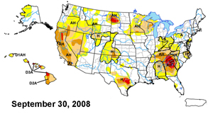 US Drought Monitor Sept 30, 2008