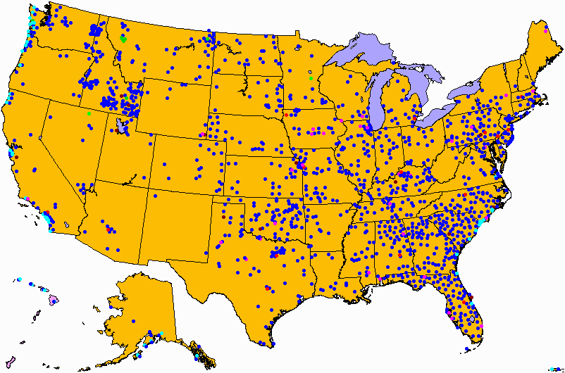 Map showing StormReady sites