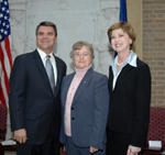 l. to r. Acting USDA Secretary Chuck Conner, first acre (enrolled in CREP) landowner Anna Bowers, and FSA Administrator Teresa Lasseter (USDA photo -- click to enlarge)