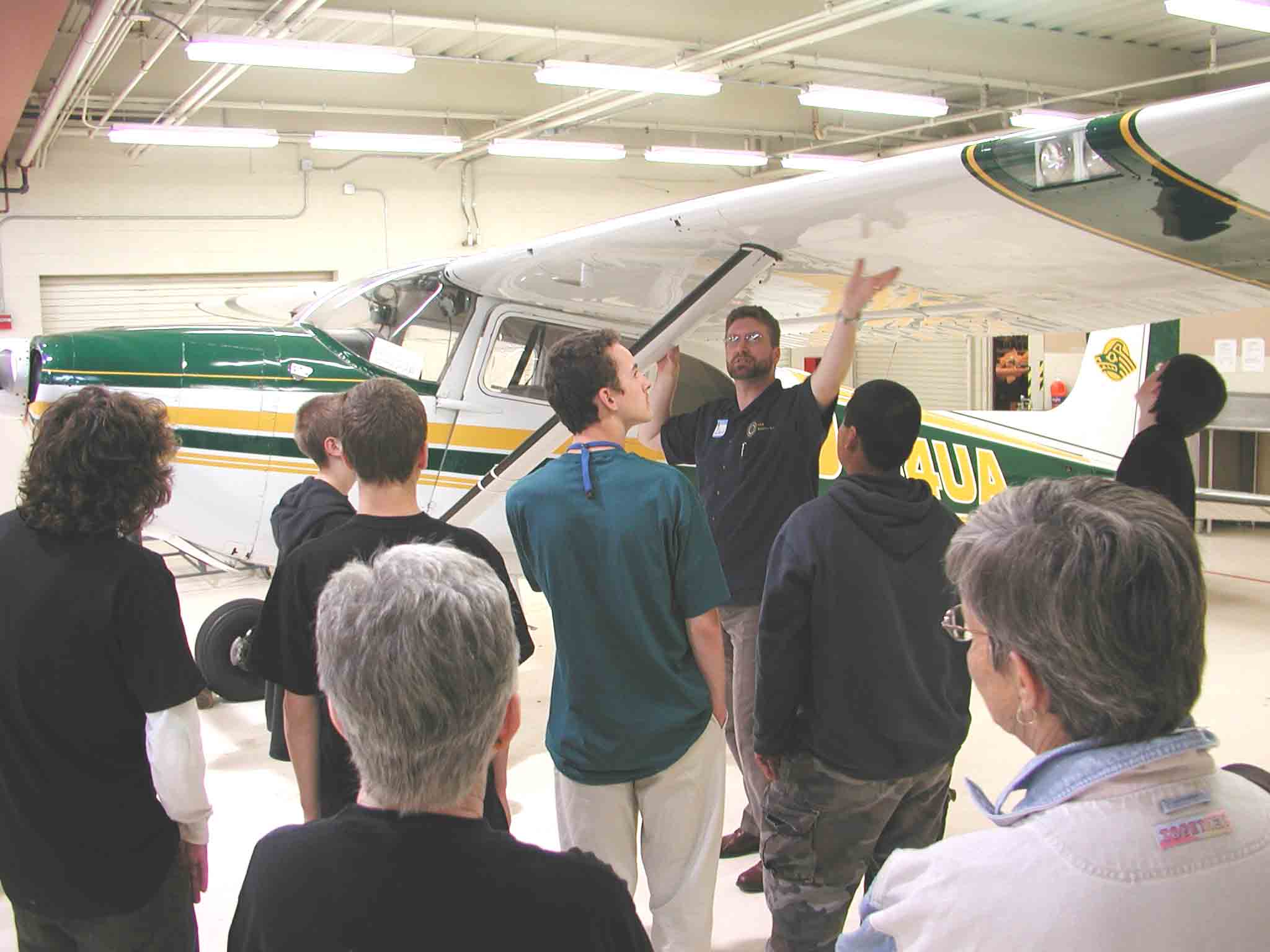 ACE campers viewing instructions on how to preflight an airfoil.