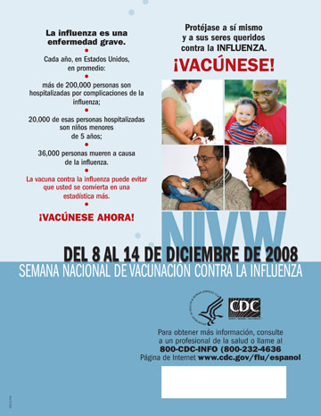 2008-09 Materials for National Influenza Vaccination Week graphic in spanish