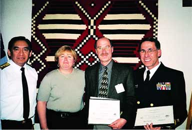 From left, Michael H. Trujillo, MD, MPH, Director of the Indian Health Service; Linda R. Chambliss MD, Chair of ACOGs Committee on American Indian Affairs; Dr. Waxman; and Dr. Haffner.