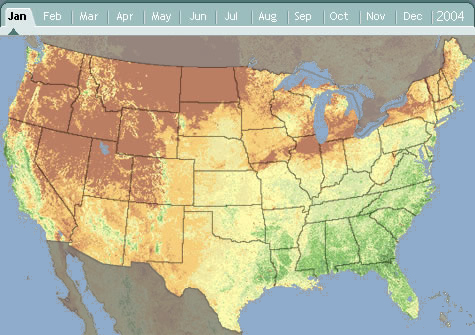 vegetation growth for the lower 48 states