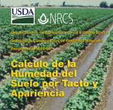 cover of Spanish language version of "estimating soil moisture by feel and appearance"