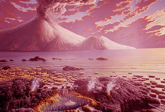 artistic rendering of early earth landscape