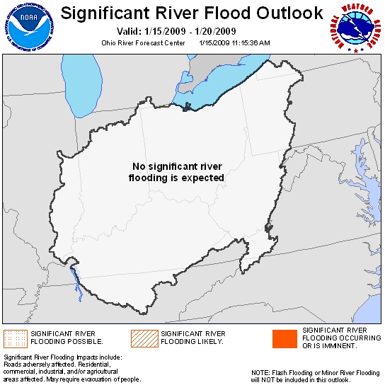 map showing any significant flooding occurring or forecast 