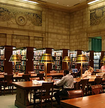 Photo:  The Science and Business Reading Room, with the Science Reference Collection in the  background.