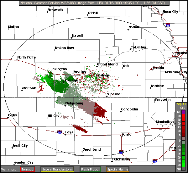 Click for latest Base Velocity radar loop from the Hastings, NE radar and current weather warnings