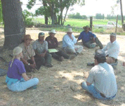 group of workers in circle