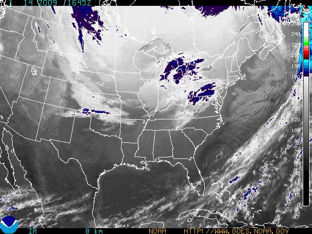 Latest Infrared Image from GOES8 - Click to enlarge