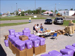 residents picking up supplies on first day of Sunflower disaster relief assistance (NRCS photo — click to enlarge)