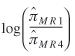 log (pi caret subscript {uppercase m uppercase r 1} divided by lowercase pi caret subscript {uppercase m uppercase r 4})