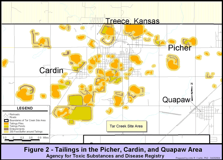 Figure 2 Tailing in the Picher, Cardin, and Quapaw Area