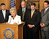 Rep. Harman speaks at a Blue Dogs press conference on legislation to increase accountability in the Iraq War.