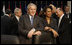 President George W. Bush stands with Secretary of State Condoleezza Rice Thursday, April 3, 2008, during the North Atlantic Council Summit in Bucharest.