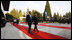 President George W. Bush and President Stjepan Mesic of Croatia review troops Friday, April 4, 2008, during welcoming ceremonies in Zagreb for the President and Mrs. Bush.