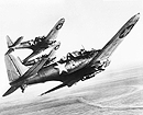 Three Navy Dive Bombers on a Mission in the Pacific