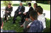 President George W. Bush and Mrs. Laura Bush participate in a roundtable discussion with a group of youths at the Bible Lands Museum Jerusalem Friday, May 16, 2008. Young leaders interested in fostering peace in their country, the youths represented cross cultures, including Jews, Israel Arabs, Palestinians and an immigrant from Ethiopia.