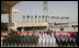 President George W. Bush and King Abdullah bin Abdulaziz review the troops during the arrival ceremonies Friday, May 16, 2008, for the President and Mrs. Laura Bush in Riyadh.