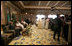 President George W. Bush and King Abdullah bin Abdulaziz are the center of attention as they sit for photographs Friday, May 16, 2008, during the arrival ceremony for the President and Mrs. Laura Bush at Riyadh-King Khaled International Airport in Riyadh.