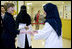 Mrs. Laura Bush meets medical personnel Friday, May 16, 2008, during her tour of the King Fahd Medical City facility in Riyadh, Saudi Arabia, where she discussed the success and progress of the U.S.-Saudi Partnership for Breast Cancer Awareness and Research.