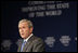 President George W. Bush speaks before the World Economic Forum on the Middle East Sunday, May 18, 2008, in Sharm El Sheikh, Egypt. The President told his audience, "I know these are trying times, but the future is in your hands –- and freedom and peace are within your grasp."