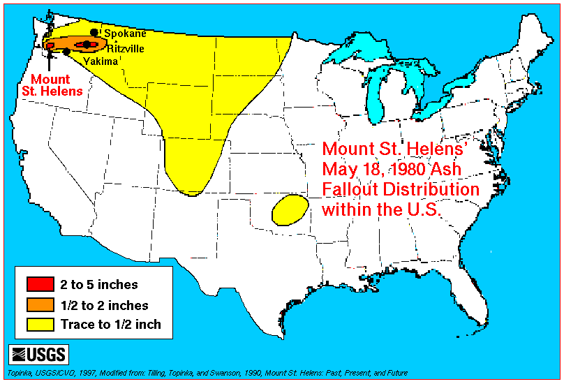 Map, May 18, 1980 Ash Fallout Distribution