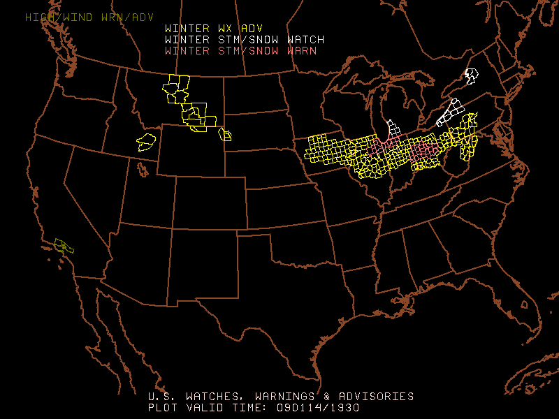 Map of Warnings and Advisories