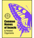 Cover of the book "Common Names of Insects and Related Organisms" with purple butterfly wing