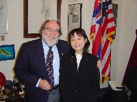 Congressman Abercrombie meets with National Youth Leadership Conference participant Minako Idei of Mid-Pac about her recent visit to Washington, D.C. Minako is the first student from Japan to participate in NYLC.