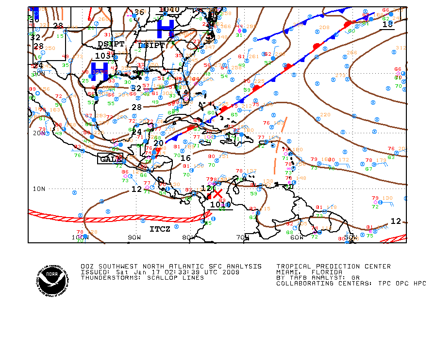 Surface analysis for the southwest Atlantic