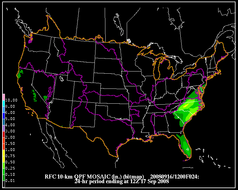 Mosaic of QPF across the US