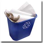 recycle bin with paper
