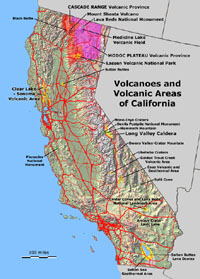 Volcanoes and Volcanic Areas Map of California